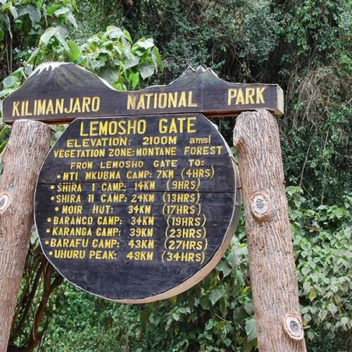 Lemosho Gate Sign